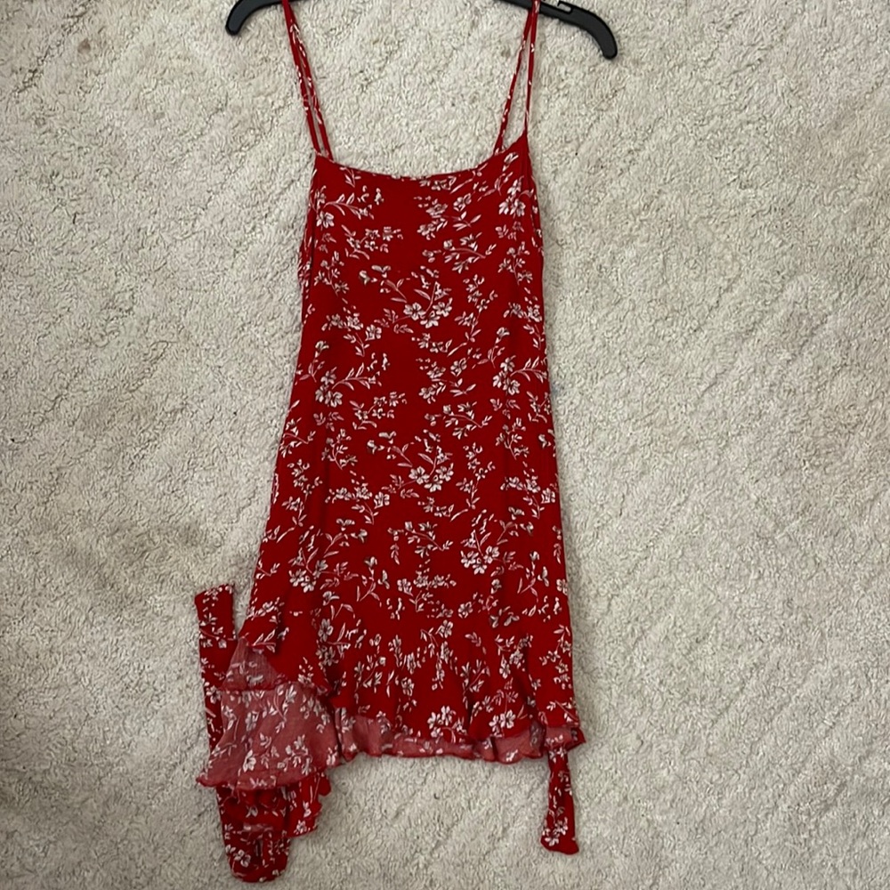 Zaful Red with White Flowers Mini Sundress